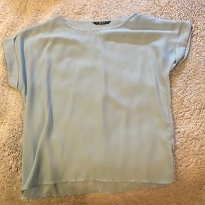 Baby blue rolled sleeve blouse